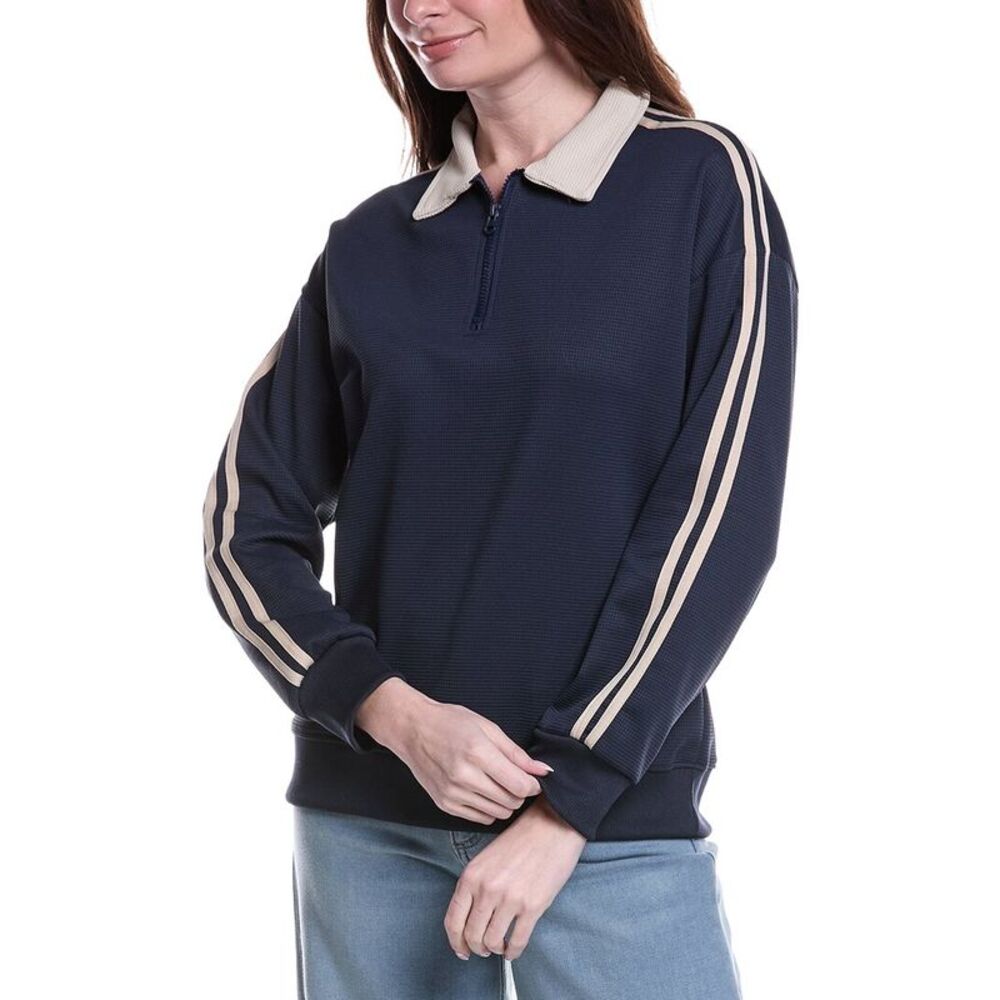 Serenette Womens  Waffle Polo Shirt, Blue